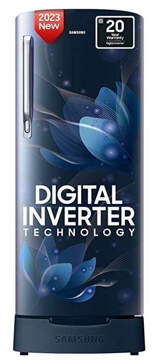 Samsung 183 L 3 Star Digital Inverter Direct Cool Single Door Refrigerator (RR20C1823U8/HL, Saffron Blue, Base Stand with Drawer 2023 Model) Samsung 183 L 3 Star Digital Inverter Direct Cool Single Door Refrigerator (RR20C1823U8/HL, Saffron Blue, Base Stand with Drawer 2023 Model)